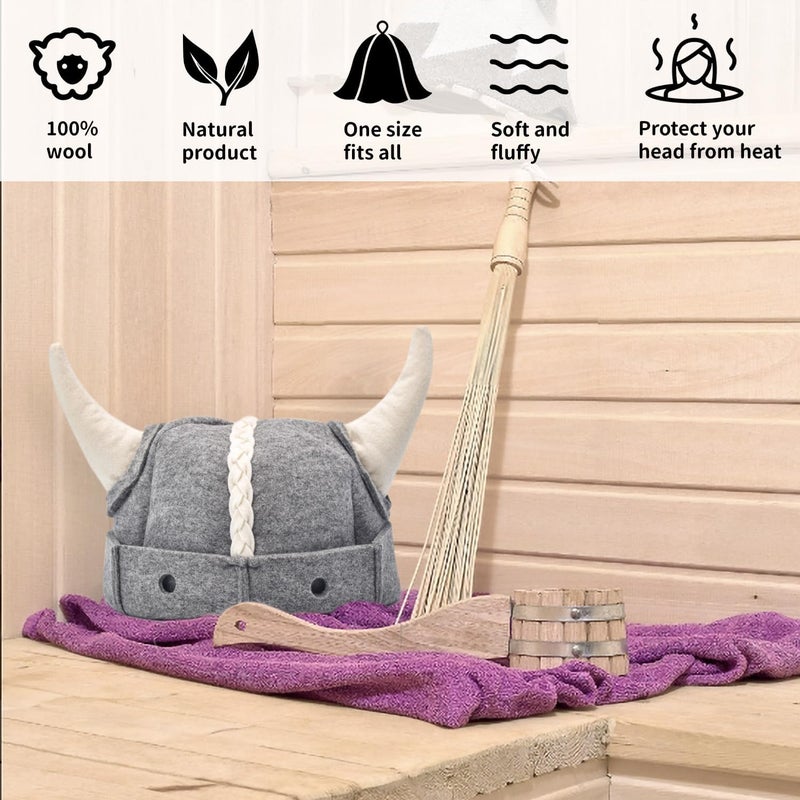 Halsa Sauna Hat,Handmade Natural Wool Sauna Cap for Men & Women, Eco-Friendly, Breathable, One Size Fits All for Spa, Steam Room, Banya, Bathhouse. Viking Style. - Image 3